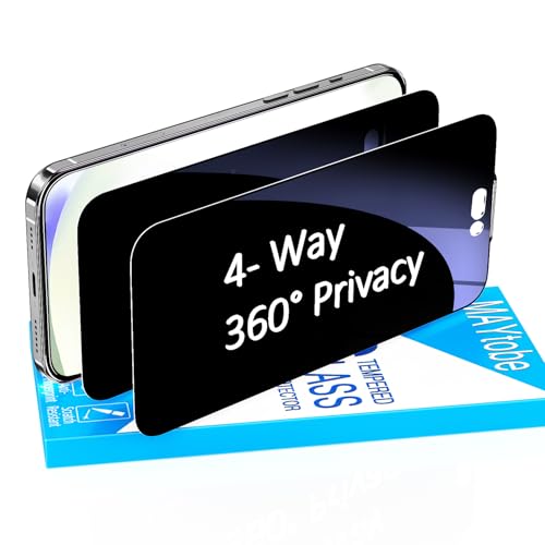 MAYtobe 2PCS 360° Privacy Screen Protector for iPhone 17 Pro Tempered Glass - size: iPhone 17 Pro(Black)