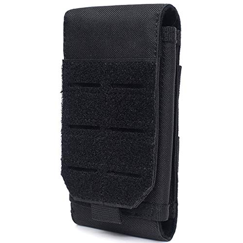 Universal Tactical Molle Phone Pouch Cellphone Holder | Mobile Holster Belt Smartphone Pouch for iPhone 17 Pro Max/Air/17 Pro/ iphone17/16 /15 /14 /13/12 Pro Max/iphone 16/15/14Plus - color: BLACK