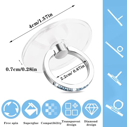 Ymapinc 4Pcs Phone Finger Ring Transparent Bling Cell Phone Case Ring