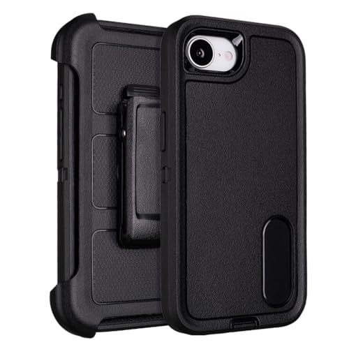 for Defender Phone Case iPhone 17e Case with Belt Clip Holster Kickstand | Heavy Duty Rugged Protective Phone Case, Dual Layer Shockproof Cover - color: Black