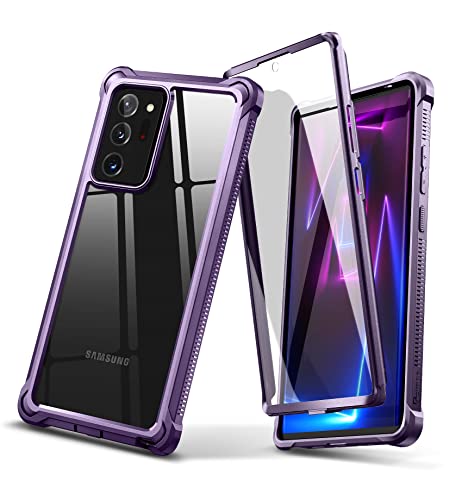 Dexnor for Galaxy Note 20 Ultra Case Clear [No Screen Protector] Rugged Protective Shockproof Hard Back Cover Thickened Corners Heavy Duty Defender Bumper Case for 20 Ultra 6.9 inch-Purple - color: Purple