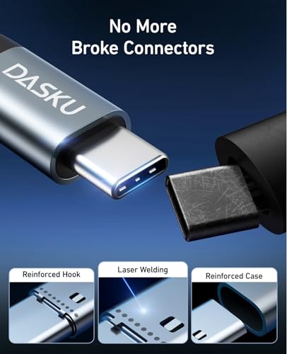 Dasku 2 Pack 6FT USBC to USBC Cable, 60W Fast Charging, Compatible with iPhone 16/15 Pro Max, Samsung Galaxy S24/S23/S22, MacBook/iPad - color: Black, size: 6FT 2Pack, style: 60W USB C to USB C