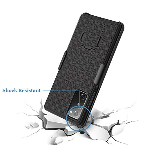 Fingic for Samsung Galaxy S20 FE Case with Belt Clip Holster Kickstand | Slim Combo Shell with Swivel Holster Rugged Shockproof Antiscratch Full Body Protective for Galaxy S20 FE 6.5" 2020, Black