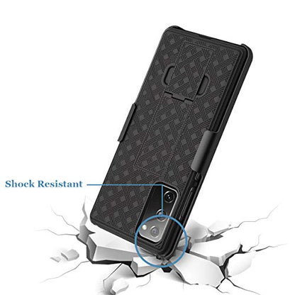 Fingic for Samsung Galaxy S20 FE Case with Belt Clip Holster Kickstand | Slim Combo Shell with Swivel Holster Rugged Shockproof Antiscratch Full Body Protective for Galaxy S20 FE 6.5" 2020, Black