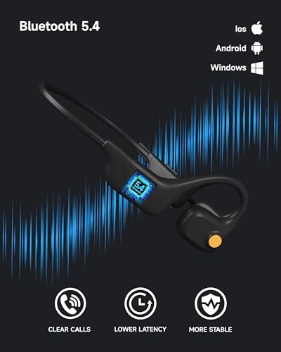 LOBKIN Open Ear Bluetooth Headphones with Noise Cancelling Mic - color: Black
