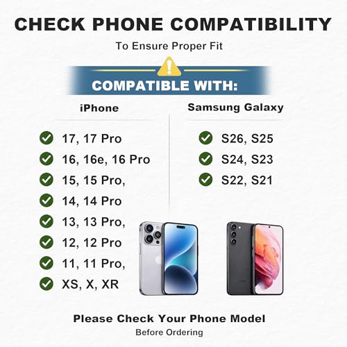 Case for iPhone&Galaxy Standard Models, ID Card Pouch Cover, Black | Compatible with iPhone 17 17Pro 16 15 Pro 14 13 12, 11, X, Xs, XR, Galaxy S26 S25 S24 S23 S22 - size: Standard Models