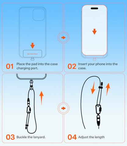 TORRAS Phone Lanyard Crossbody w/Hanging Loops, 2 Phone Tether Tabs, Black - color: 1-black