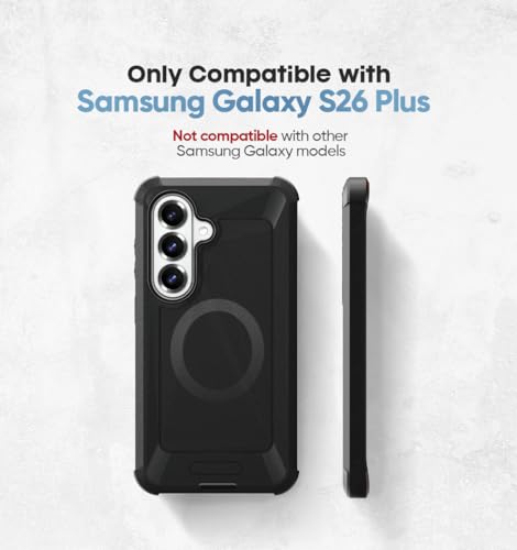 MOTIVE Heavy Duty Case for Samsung Galaxy s26 Plus, Belt Clip | 6.7" | Bunker Series, Military Grade Multi-Layer Protection, PC/TPU Build, Sealed Port Cover, Compatible with MagSafe Qi2 Charging - size: s26 Plus