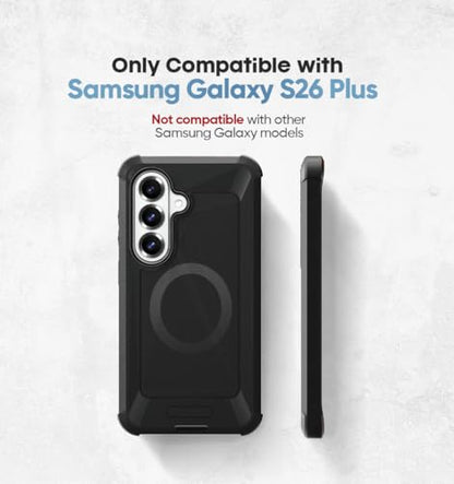 MOTIVE Heavy Duty Case for Samsung Galaxy s26 Plus, Belt Clip | 6.7" | Bunker Series, Military Grade Multi-Layer Protection, PC/TPU Build, Sealed Port Cover, Compatible with MagSafe Qi2 Charging - size: s26 Plus