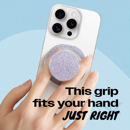 On The Grip Bling Bling Glitter Phone Grip & Stand - Elegant Magsafe Compatible Phone Holder for Secure Grip and Hands-Free Viewing (Violet)