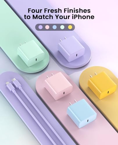iPhone Charger Fast Charging, USB C Charger Block, 6FT/10FT Lightning Cable - color: purple