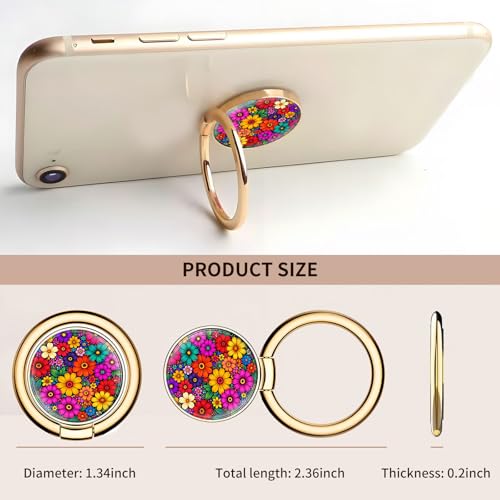 Cell Phone Ring Holder, Cute Metal Phone Grip Stand Finger Ring Kickstand, Flexible 360°Rotation Phone Tablet Case Accessories Compatible with Most Phones Boho Colorful Flowers - color: Boho Colorful Flowers