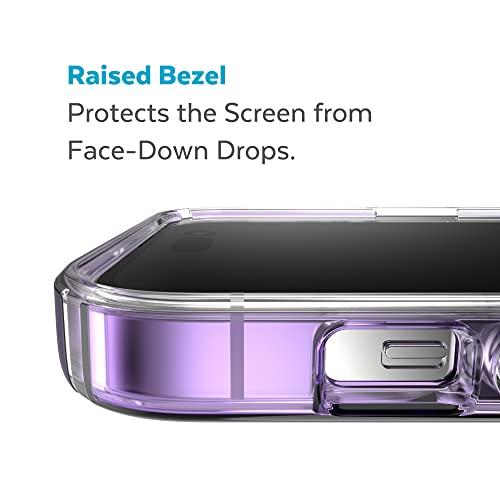 Speck Clear iPhone 14 Pro Case - Drop Protection, Scratch Resistant Dual Layer Slim Phone Case for 6.1" iPhone 14 Pro - Anti-Yellowing & Anti-Fade Case - Ombre Amethyst Purple Fade/Clear GemShell - color: Amethyst Purple Fade/Clear