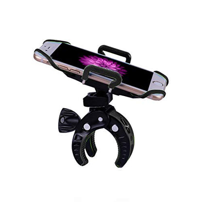 Bike Mount, Bike Phone Mount Motorcycle Baby Carriage Bicycle Mic Stand Cell Phone Holder Cradle with Rubber Strap 360 Degree Rotate for iPhone X 7 6s Plus 5s 5SE Sony Samsung (Black) - color: Black