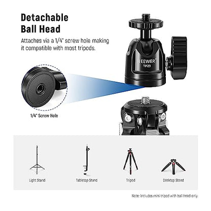NEEWER Mini Metal Table Tripod with 360° Ball Head, TP29 - style: TP29