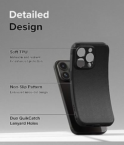 Ringke Onyx for iPhone 15 Pro Max Case, [Feels Good in The Hand] Oil & Dirt Resistant, Individual Lens Covers for Cameras, Non-Slip Enhanced Grip Lightweight Cover - Black | Anti-Fingerprint Texture, Slim & Lightweight Design, Non-Slip Side Pattern for Se