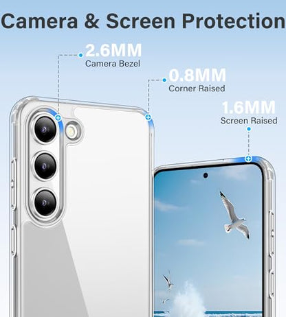 Vakaa Clear Case for Samsung Galaxy S23, Anti-Yellowing | Hard Back with Military-Grade Drop Protection, Wireless Charging Compatible - color: Transparent, size: S23