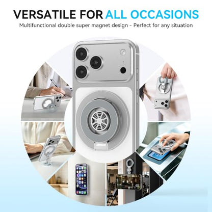 MagSafe Magnetic Phone Ring Holder Grip for Mag Car Mount, Silver - color: Silver