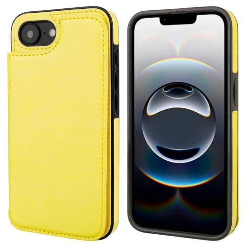 ONETOP for iPhone 17e/16e Wallet Case with Credit Card Holder,Yellow | Kickstand,ID/Cash Holder,Case Wallet with Card Slots,Double Magnetic Clasp,Durable PU Leather Shockproof Cover for Women Men - color: Yellow