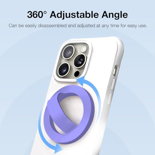 Magnetic Silicone Phone Grip | Super Strong Magnetic Design, 360° Rotation, Comfortable Grip, Compatible with iPhone 16/15/14/13/12 Series, Perfect for Selfies and Watching Videos (Elegant Purple) - color: Elegant Purple