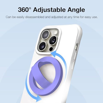 Magnetic Silicone Phone Grip | Super Strong Magnetic Design, 360° Rotation, Comfortable Grip, Compatible with iPhone 16/15/14/13/12 Series, Perfect for Selfies and Watching Videos (Elegant Purple) - color: Elegant Purple