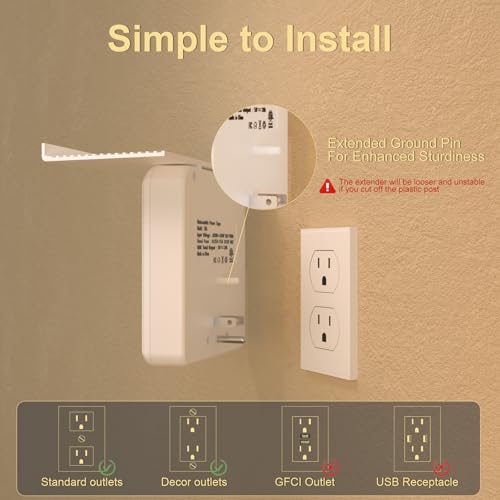 Overtop Power Charger with Shelf,Wall Outlet Extender,Surge Protector 1800J