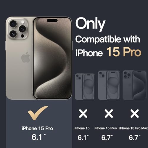 JETech Case for iPhone 15 Pro, Anti-Yellowing, Natural Titanium | Shockproof Protection, Scratch Resistant Hard PC Back, Durable Transparent TPU Bumper - color: Natural Titanium, size: iPhone 15 Pro