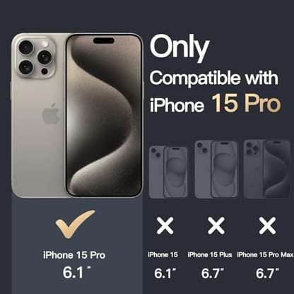JETech Case for iPhone 15 Pro, Anti-Yellowing, Natural Titanium | Shockproof Protection, Scratch Resistant Hard PC Back, Durable Transparent TPU Bumper - color: Natural Titanium, size: iPhone 15 Pro
