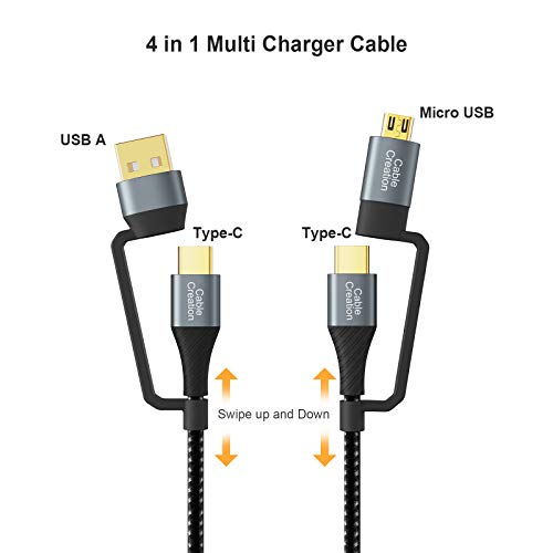 4 in 1 USB A +USB C to USBC + Micro B Multiple Charging Cable 6.6FT