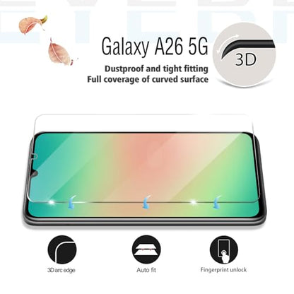 Galaxy A26 HD Clear Tempered Glass Screen Protector + Camera Lens Protectors, [2+2 Pack] [3D Glass] [Anti-Glare] [Bubble-Free] Screen Protector Glass For Samsung Galaxy A26 - size: Galaxy A26