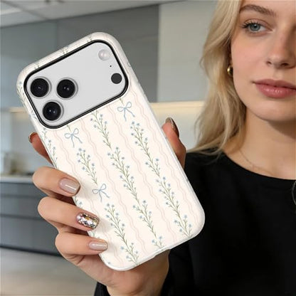 Magnetic for iPhone 17 Pro Case,[Compatible with Magsafe] Dual Layer Protective Heavy Duty Shockproof Rugged Drop Protection Bumper Hybrid Case - Blue Bow Stripes - color: Blue Bow Stripes, size: iPhone 17 Pro