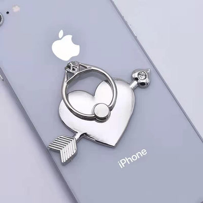 Love Heart Ring Holder for Cell Phone Case, Cupid's Arrow Bling Glitter Sparkly Cell Phone Ring Holder for Phone, Silver iPhone Ring Holder Grip for Back of Phone, Cute Ring Finger Kickstand Stand - color: Phone Ring Holder 4
