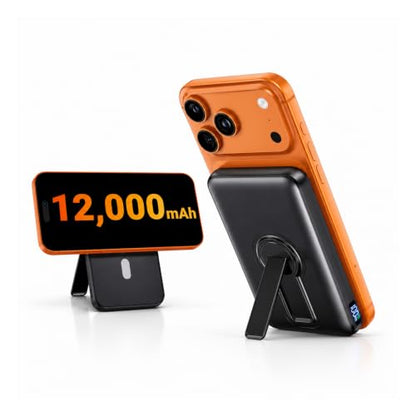 Portable Charger 12000mAh, Foldable Stand, for Magsafe Power Bank | Flight-Safe, 22.5W Fast USB-C & Magnetic Wireless, Power 3 Devices, LED Display, for iPhone 17/16/15/14/13/12, Travel/Cruises