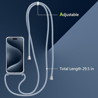 Magnetic Case for iPhone 13 Pro 6.1" Clear Crossbody Case with Adjustable Shoulder Neck Lanyard Strap,Compatible with Magsafe,Soft Slim Bumper Shockproof Protective Phone Cover-Blue - color: Blue, size: iPhone 13 Pro