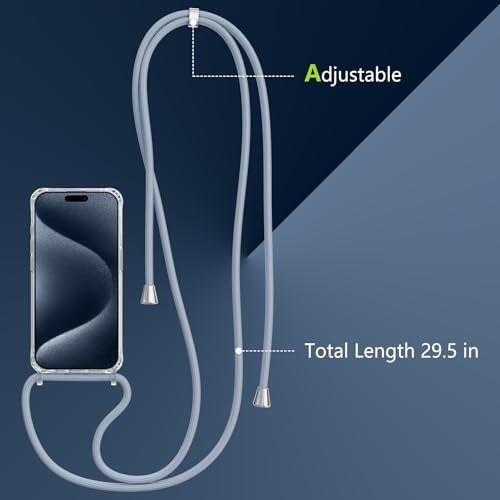 Magnetic Case for iPhone 15 Pro 6.1" Clear Crossbody Case with Adjustable Shoulder Neck Lanyard Strap,Compatible with Magsafe,Soft Slim Bumper Shockproof Protective Phone Cover-Blue - color: Blue, size: iPhone 15 Pro