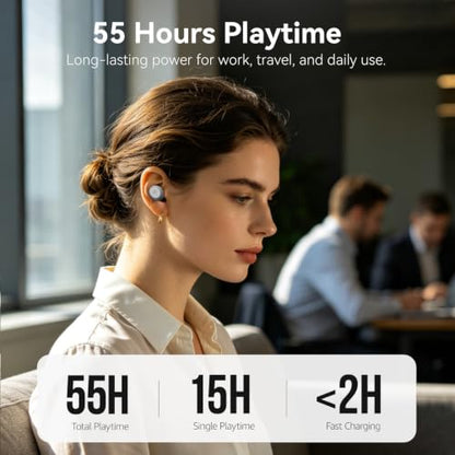 TOZO T10 Wireless Earbuds Powerful Bass Stereo Wireless Charging, APP, IPX8 - color: Matte White
