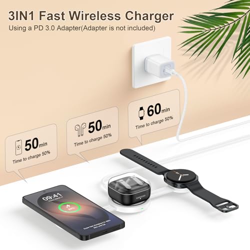 Foldable 3 in 1 Wireless Charging Station, Travel Charger Pad for Samsung