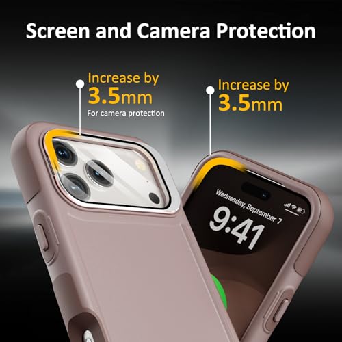 Follaroma for iPhone 17 Pro Max Case with Stand,Built-in Camera Cover,Compatible with MagSafe,Heavy Duty Shockproof Protection Phone Case,Anti-Drop,Magnetic Dual Layer Protective Cover,6.9"Light Brown - color: Brown Pink, size: iPhone 17 Pro Max 6.9''