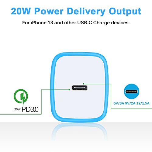 USB C Box,GiGreen 20W Fast Wall Charger Plug Cube Power Adapter for Samsung - color: 1-blue