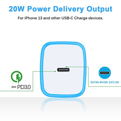 USB C Box,GiGreen 20W Fast Wall Charger Plug Cube Power Adapter for Samsung - color: 1-blue