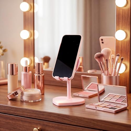 Kathfly 2 Pack Cute Phone Stand for Desk, Pink and White, Heart - color: Pink and White, style: Heart