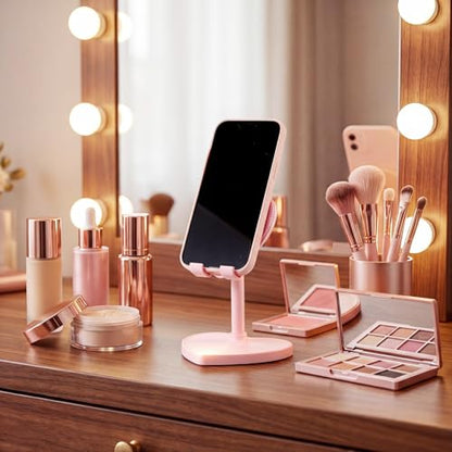 Kathfly 2 Pack Cute Phone Stand for Desk, Pink and White, Heart - color: Pink and White, style: Heart