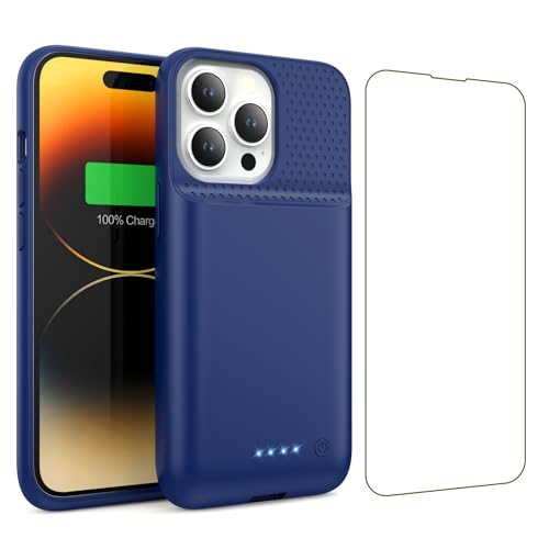 Battery Case for iPhone 13/13Pro/14,7500mah Ultra-Slim Protective Charging Case,Portable Rechargeable Expandable Battery Charger-Blue - color: Blue