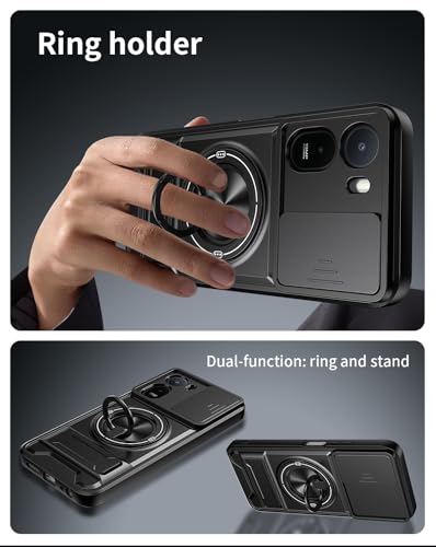 Compatible with REDMI A7 Pro 4G Case Cover,Compatible with Xiaomi Redmi A7 Pro 4G 25128RN17Y 25128RN17A 25128RN17L with Slide Camera Cover Phone Stand Protective Case Black - color: Black, size: Compatible with REDMI A7 Pro 4G