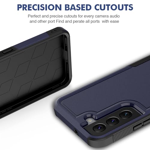 for Samsung Galaxy S22 Case: Dual Layer Protective Heavy Duty Cell Phone Cover Shockproof Rugged with Screen Protector - Military Protection Bumper Tough - Samsung Galaxy S22 5G 2022, 6.1 inch, Blue - color: Navy Blue (PC) + Black (TPU)