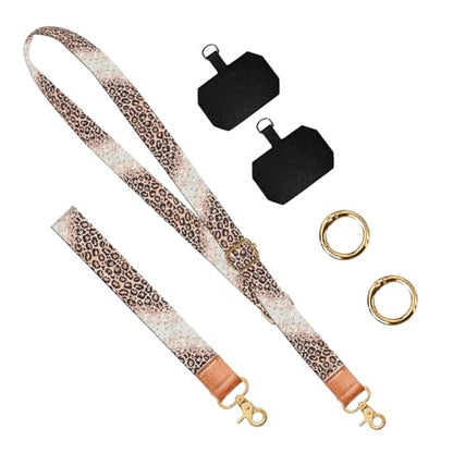Phone Lanyard Crossbody Wrist Strap, Universal Adjustable Neck Strap for Phone Case Keys ID Badges, Travel Essential - color: Luxury Leopard