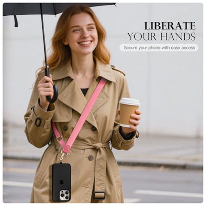 TiMOVO Phone Lanyard Crossbody Wrist Strap, Adjustable Anti-Theft Strap for Smartphone Case - color: Pink