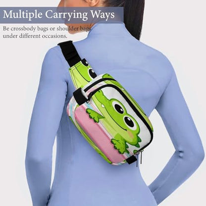 Bathtub Gator Fanny Packs for Women Men Double Layer Fashion Waist Pack Adjustable Belt Bag with Pockets Small Crossbody Bags for Running Hiking Workout Travel Daily Use