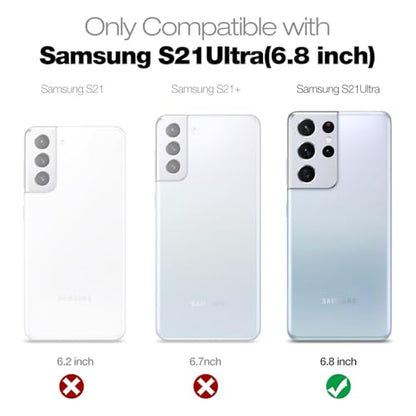 SURITCH for Samsung Galaxy S21 Ultra Clear Case 6.8", [Built-in Screen Protector] Full Body Protective Hard Shell+Soft TPU Phone Case for Samsung S21 Ultra -(Rose Gold Edge) - color: Rose Gold Edge