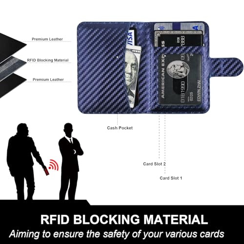 Bocasal for MagSafe Card Wallet for iPhone, Carbon Fiber Blue - color: Carbon Fiber Blue